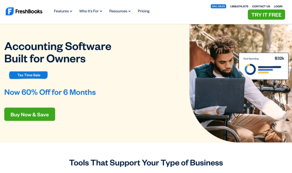 FreshBooks Homepage Image Best Accounting Software Canada Top Pick